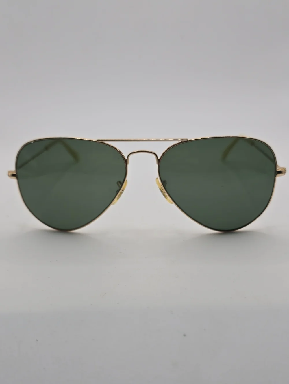Ray Ban Gold Frame Aviator Sunglasses with Green Lenses